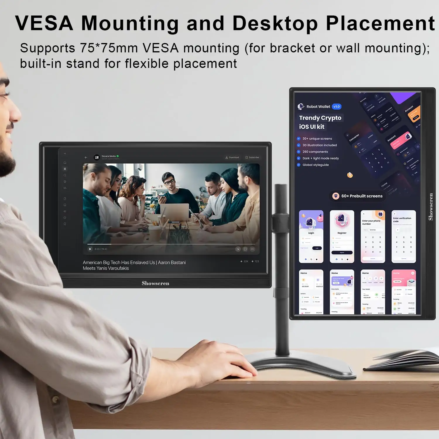 مانیتور قابل حمل صفحه لمسی ، مانیتور 15.6 اینچ showscren FHD 1920x1080