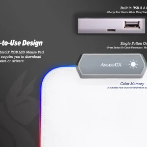 موس پد گیمینگ AnubisGX White RGB