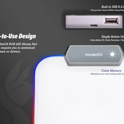 موس پد گیمینگ AnubisGX White RGB